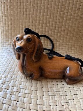 Wooden Dachshund Purse Tim Woods of Beverly Hills Rare